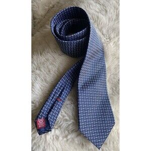 Chaps Men's Silk Tie Necktie Blue Geometric 100% Silk Business Church